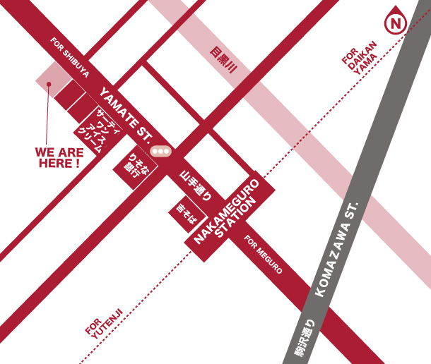 ハワイアンダイニング、カリフォルニアバー　フィンズ　Fin's地図